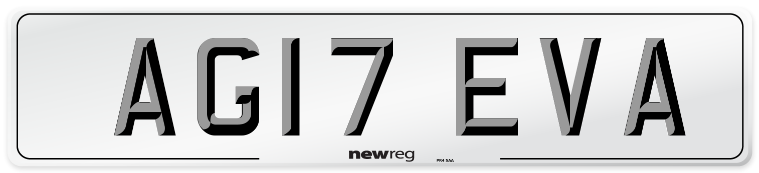 AG17 EVA Number Plate from New Reg
